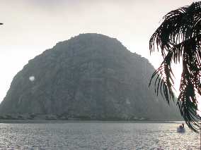 Morro Rock at the mouth of Morro Bay is a volcanic plug