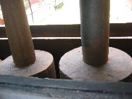 2,000-pound stamps used to crush the gold bearing rock