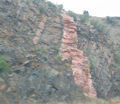 Intrusive dike visible on Golden Gate Canyon Road