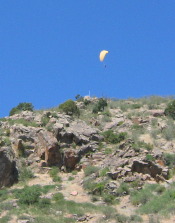 Hang glider riding wind currents on Lookout Mountain