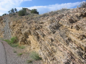 Tilted sandstone formation on Skyline Drive