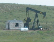 An occasional oil well is spotted south of Kimball, Nebraska