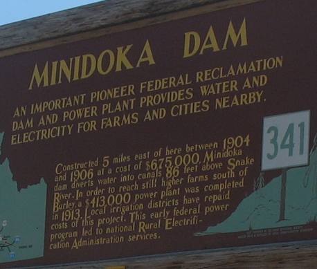Minidoka Dam on the Snake River in Southern Idaho near Burley & Heyburn 