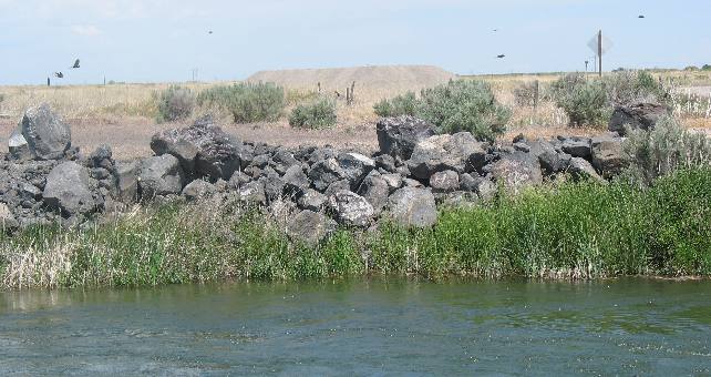 Lava Rocks lining Minidoka irrigation canal
