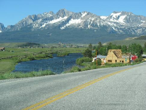 Sawtooth Valley, Salmon River & Sawtooth Mountains from Stanley, Idaho