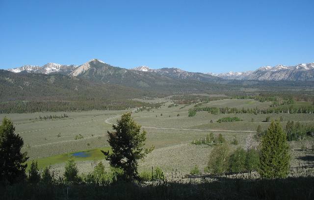 Sawtooth Valley looking north from Galean Pass with Sawtooth Mountains in background