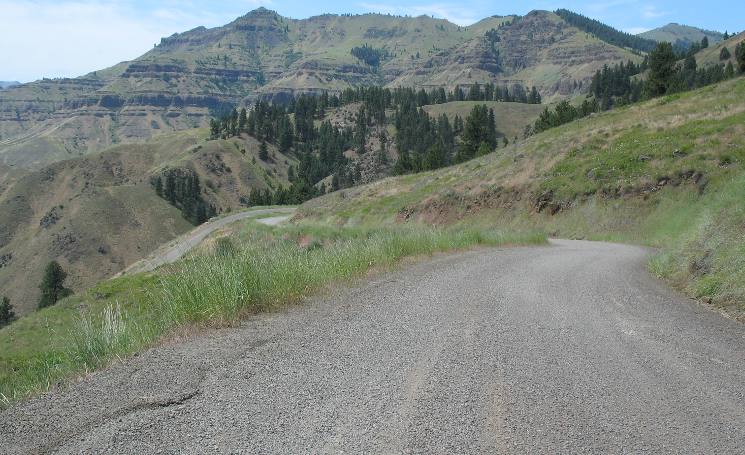 Descending into Hells Canyon in Hells Canyon NRA on National Forest Road 493 southwest of White Bird, Idaho