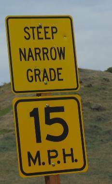 Steep Narrow Grade sign on Forest Service Road 493 southwest of White Bird, Idaho