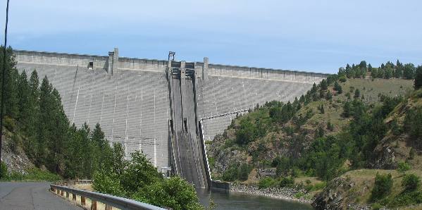 Dworshak Dam at Orofino, Idaho on the North Fork of the Clearwater River