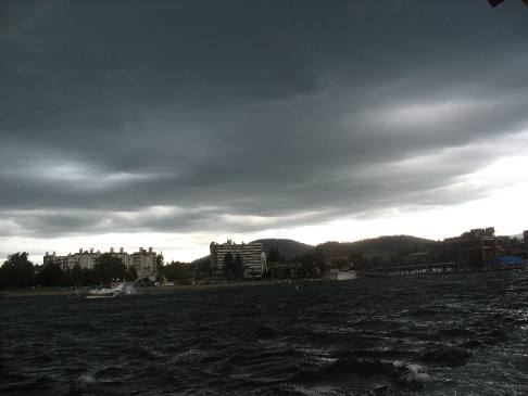 Downtown Coeur d'Alene & Coeur d'Alene Lake from cruise boat Osprey