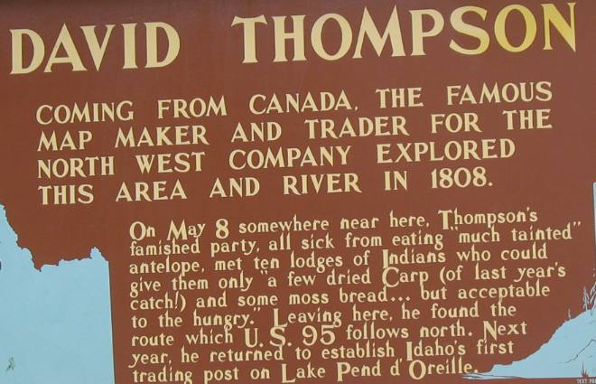 David Thompson explorer extraordinair kiosk in Bonners Ferry