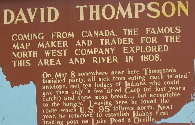David Thompson explorer extraordinair kiosk in Bonners Ferry