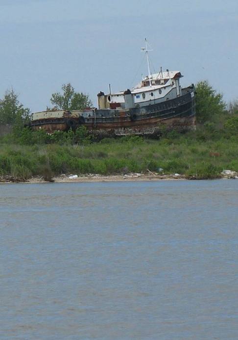 Hurricane Rita boat washed ashore in Cameron, Louisiana