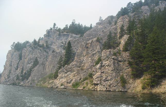 Limestone cliff walls in Gates of the Mountains