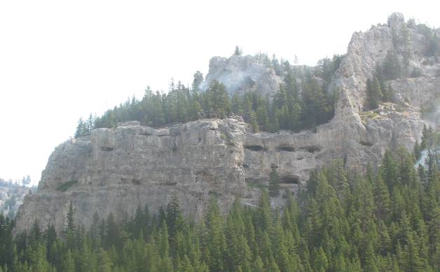 Honeycone nature of limestone cliffs of Gates of the Mountains