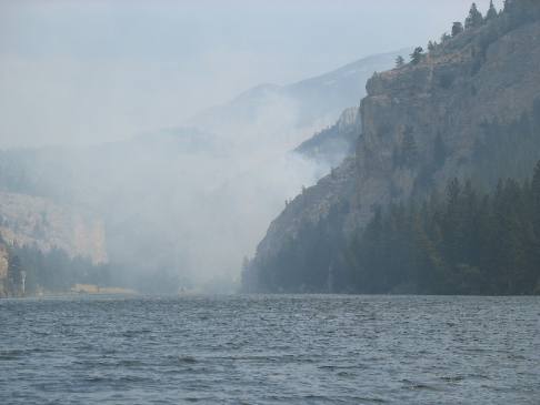 Getting close to the Meriwether Fire in Gates of the Mountains Wilderness 