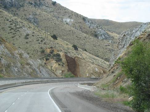 Roadcut exposing limestone on I-84 southeast of Baker City