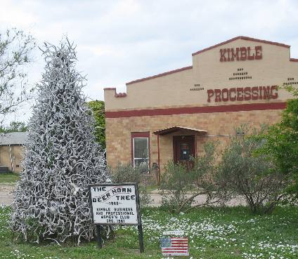 Deer antler tree at Kimble wild game processing in Junction, Texas