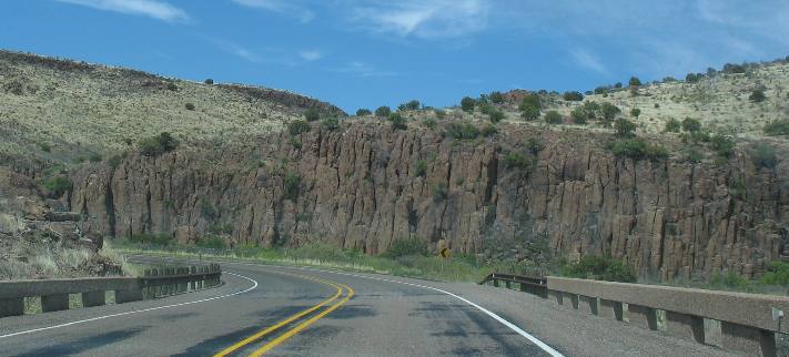 Columnar jointed basalt formed from old lava flow