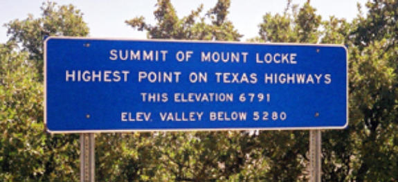 Highest Point on Texas Highways is at the summit of Mount Locke