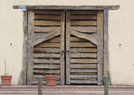 Ancient door on ancient building