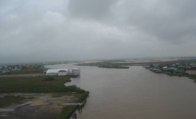 Intercoastal waterway looking east from Freeport, Texas toward Christmas Bay 