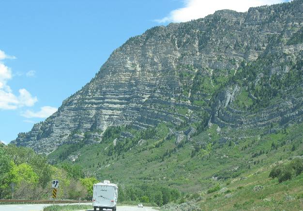 Layers of sedimentary rock folded along rift