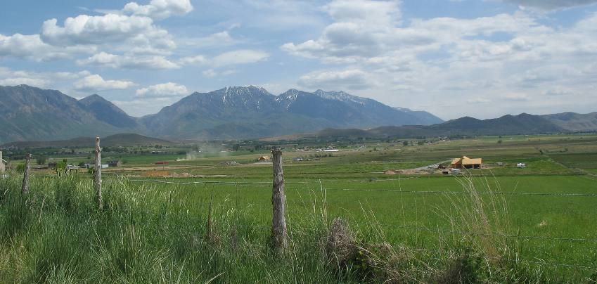 South Valley farm land and Wasatch Mountains