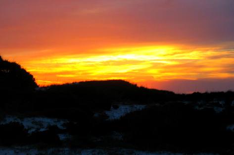 Sunset over dunes at St Andrews State Park