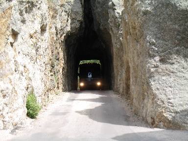 Tour bus in the Needles Tunnel
