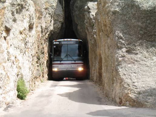 Tour bus in the Needles Tunnel