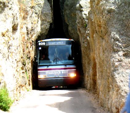 Tour bus in the Needles Tunnel