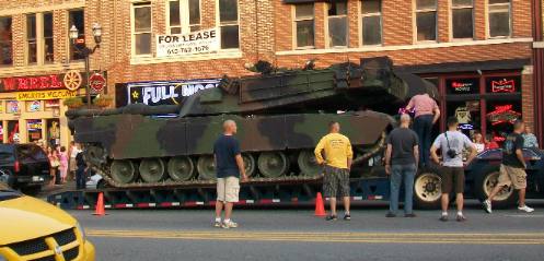 Unloading Marine tank on Broadway