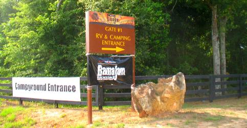 Campground entrance for Bama Jam 2010