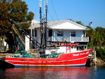 Shrimp boat across from sponge docks Tarpon Springs