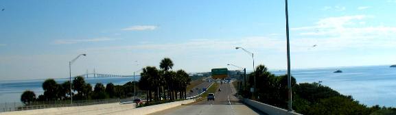 approaching Sunshine Skyway Bridge