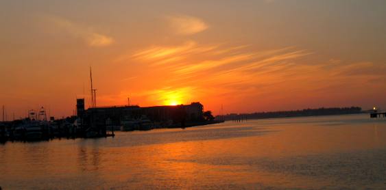Sunset Key in background with Key West Bight up close