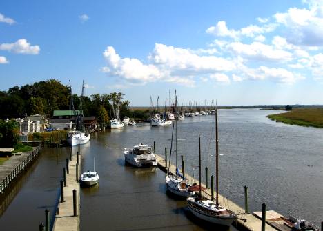 Marina at Waterfront Park on the Darien River in downtown Darien, Georgia