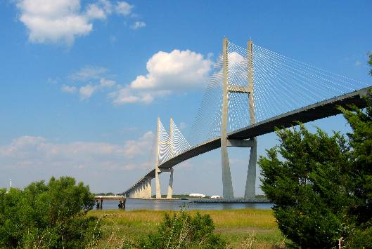 Sidney Lanier Bridge on US-17 spanning the South Brunswick, River in Brunswick, Georgia