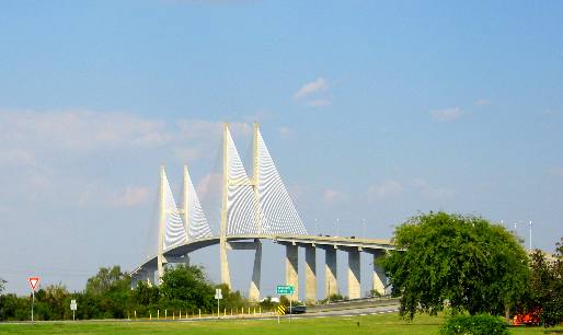 Sidney Lanier Bridge on US-17 spanning the South Brunswick, River in Brunswick, Georgia