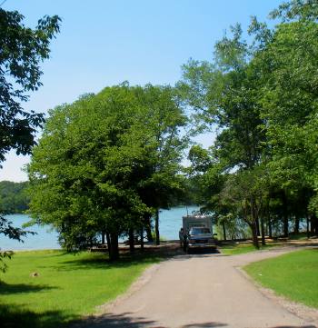 Typical lakefront campsite at Seven Points COE Campground & Park