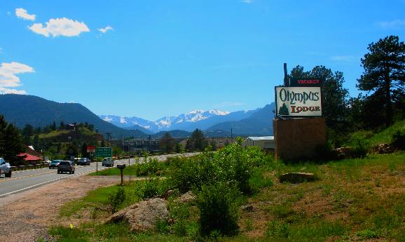 View of Mountains in Rocky Mountain National Park from east side of Estes Park