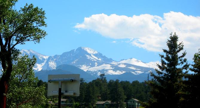 View from Estes Park looking toward the Continental Divide in Rocky Mountain National Park