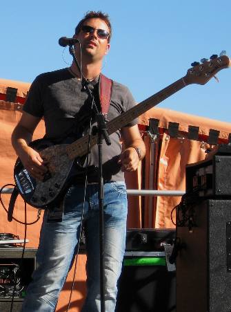 Craig Campbell's bass player on stage at Red Rocks Ampitheatre