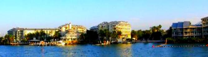 View of beatuiful resorts in Old Town Key West on the Gulf of Mexico