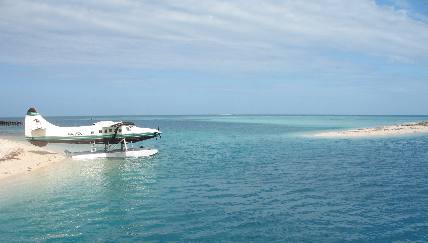 Seaplane at anchor on Dry Tortugas at Ft Jefferson
