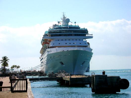 Cruise ship tied up at Mallory Square