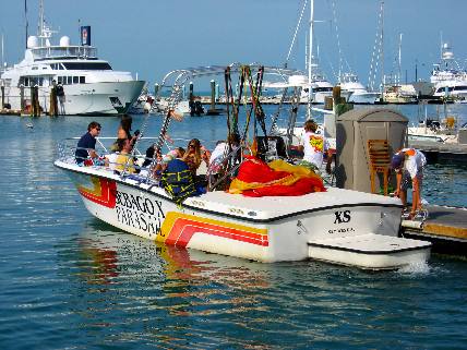 Sebago Parasail boat loading up for an outing