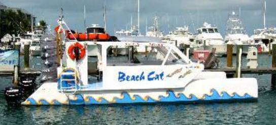 Beach Cat is one of the water activity boats operating out of Key West Bight Marina along Harbor Walk