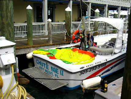 The Chute Me II is a parasail boat operating out of Key West Bight Marina